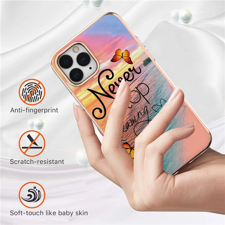 For iPhone 11 Pro Max 6.5 inch Anti-fingerprint Stylish Marble Design Electroplating IMD IML Soft TPU Phone Case - Never Stop Dreaming