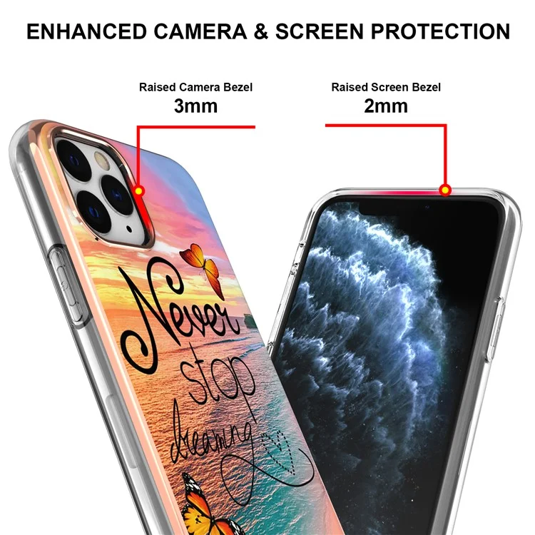 For iPhone 11 Pro Max 6.5 inch Anti-fingerprint Stylish Marble Design Electroplating IMD IML Soft TPU Phone Case - Never Stop Dreaming