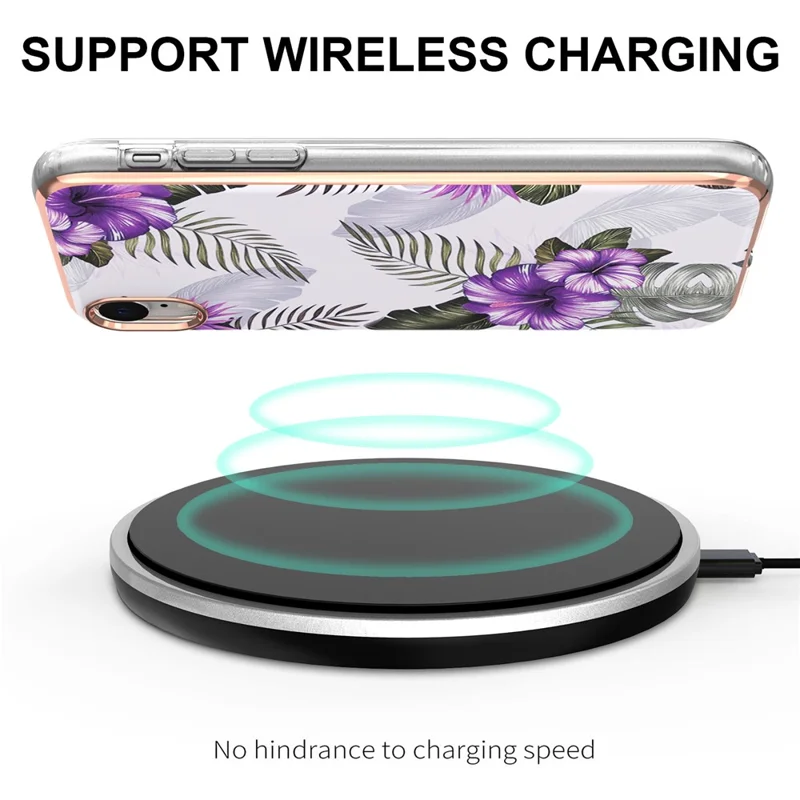 For iPhone XR 6.1 inch Scratch-resistant Anti-fall Marble Design Electroplating IMD IML Soft TPU Phone Case - Purple Flowers