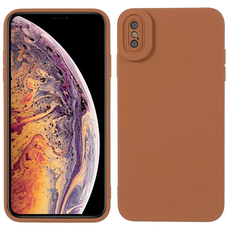 Case de Teléfono de Goma Estilo TPU Teléfono Móvil Telera Trasera Para Iphone XS Máx 6.5 Pulgadas - Marrón