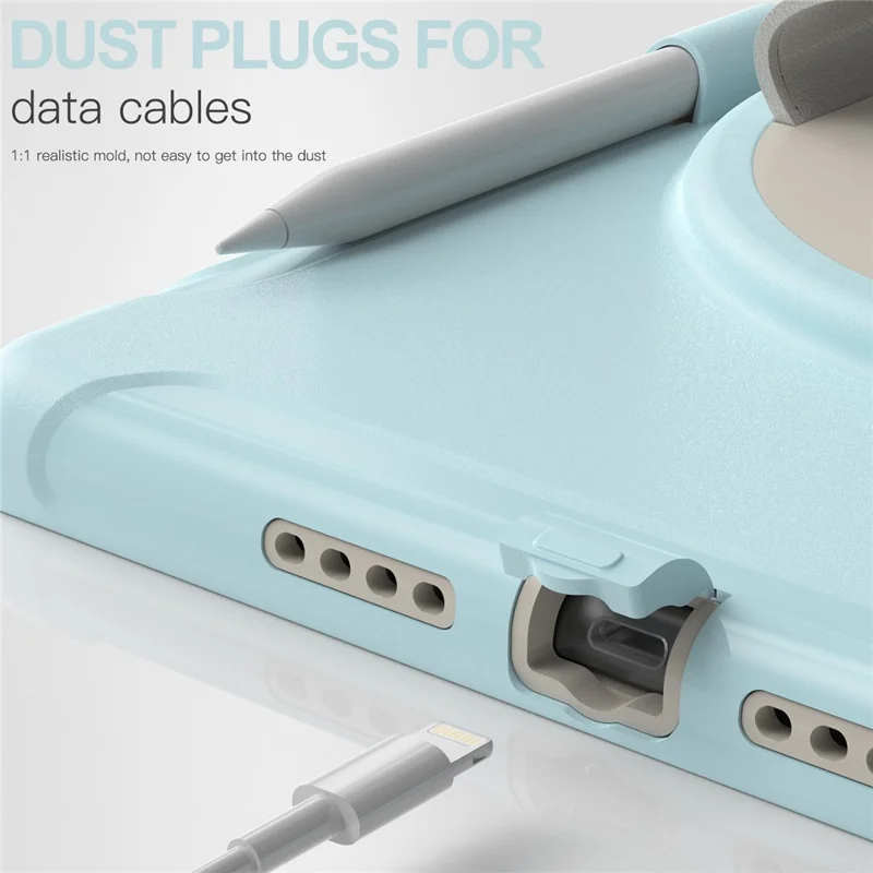 Hidden Kickstand PC + TPU Shockproof Tablet Case Cover with Hand Strap for iPad 10.2 (2021)/(2020)/(2019) - Crystal Blue