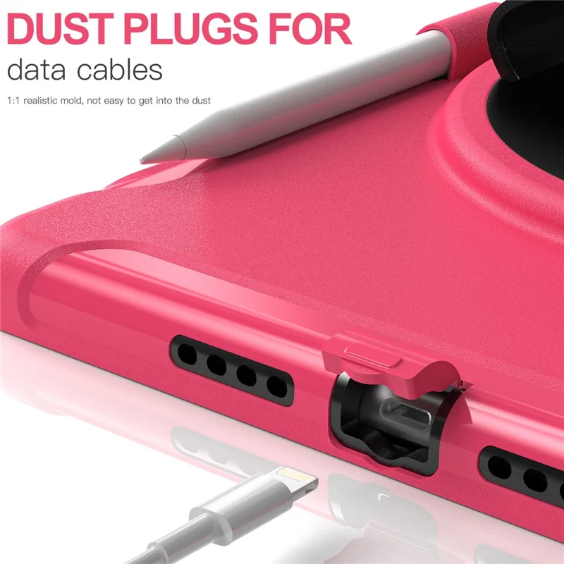 Hidden Kickstand PC + TPU Shockproof Tablet Case Cover with Hand Strap for iPad 10.2 (2021)/(2020)/(2019) - Rose