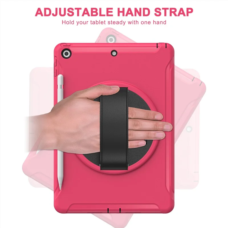 Hidden Kickstand PC + TPU Shockproof Tablet Case Cover with Hand Strap for iPad 10.2 (2021)/(2020)/(2019) - Rose