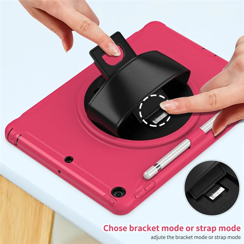 Hidden Kickstand PC + TPU Shockproof Tablet Case Cover with Hand Strap for iPad 10.2 (2021)/(2020)/(2019) - Rose