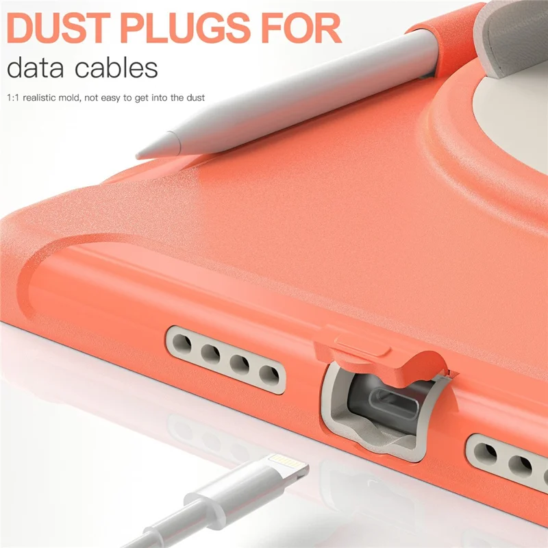Hidden Kickstand PC + TPU Shockproof Tablet Case Cover with Hand Strap for iPad 10.2 (2021)/(2020)/(2019) - Coral Orange