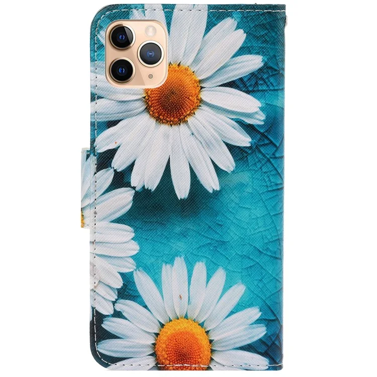 Magnetic Flip Pattern Printing Inner TPU and PU Leather Wallet Case Stand Folio Cover with Strap for iPhone 11 Pro 5.8 inch - Daisies