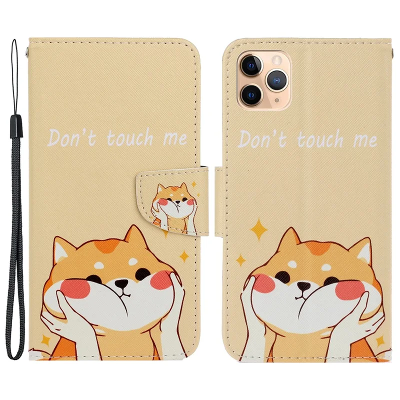 Magnetic Flip Pattern Printing Inner TPU and PU Leather Wallet Case Stand Folio Cover with Strap for iPhone 11 Pro 5.8 inch - Don't Touch Me