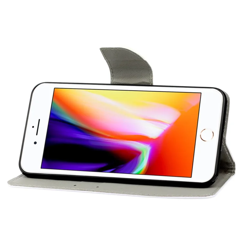 Stylish Pattern Printing PU Leather Wallet Case Magnetic Flip Stand Folio Cover with Strap for iPhone SE (2022)/SE (2020)/8/7 - Never Stop Dreaming