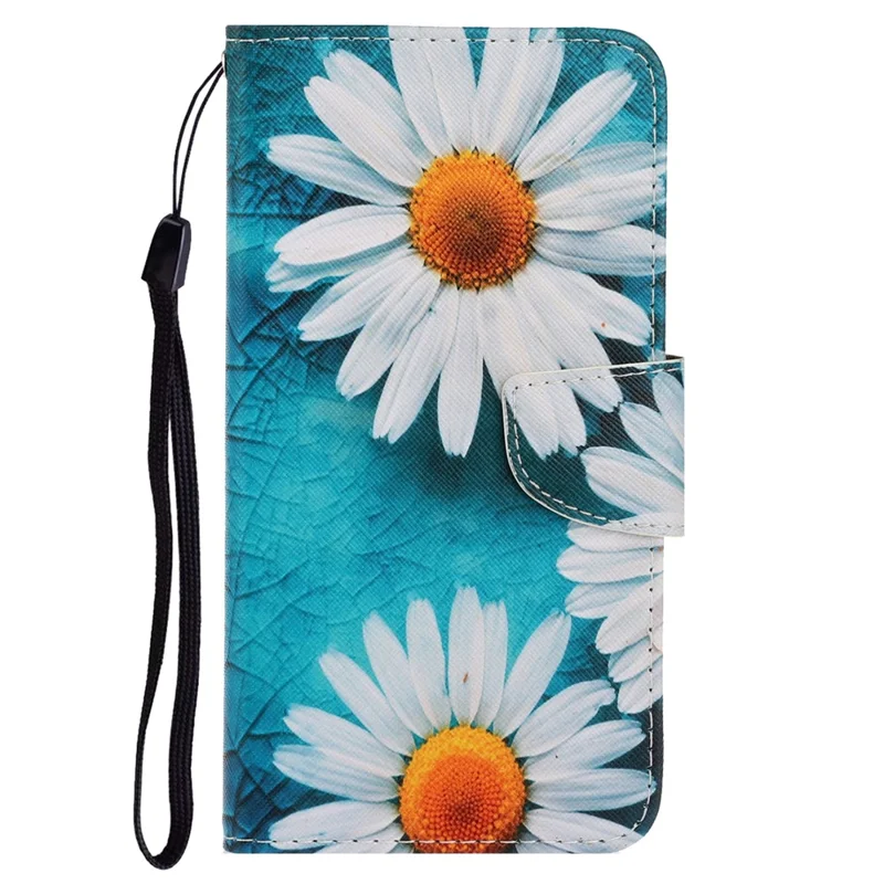 Wallet Stylish Pattern Printing PU Leather Case Magnetic Flip Stand Folio Cover with Strap for iPhone X/XS 5.8 inch - Daisies
