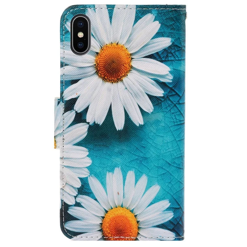 Wallet Stylish Pattern Printing PU Leather Case Magnetic Flip Stand Folio Cover with Strap for iPhone X/XS 5.8 inch - Daisies