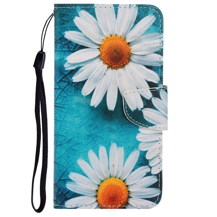 For iPhone XR 6.1 inch Phone Case Stylish Pattern Printing PU Leather Wallet Strong Magnetic Flip Stand Folio Phone Cover with Strap - Daisies