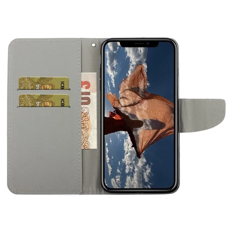 For iPhone XR 6.1 inch Phone Case Stylish Pattern Printing PU Leather Wallet Strong Magnetic Flip Stand Folio Phone Cover with Strap - Daisies