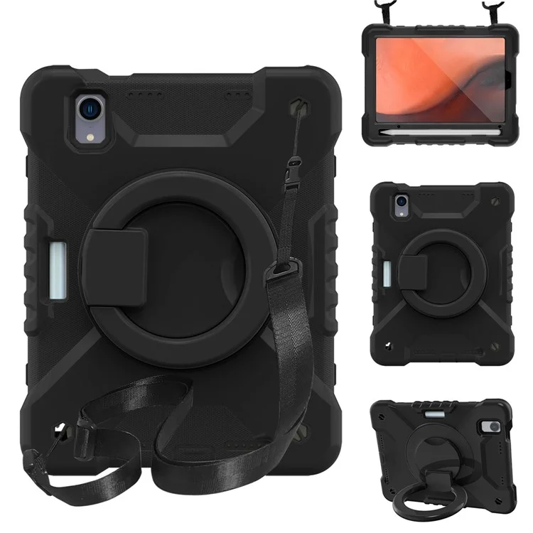 360-degree Rotating Kickstand Anti-Scratch Anti-Drop PC + Silicone Tablet Case with Shoulder Strap for iPad mini (2024) / mini (2021) - All Back