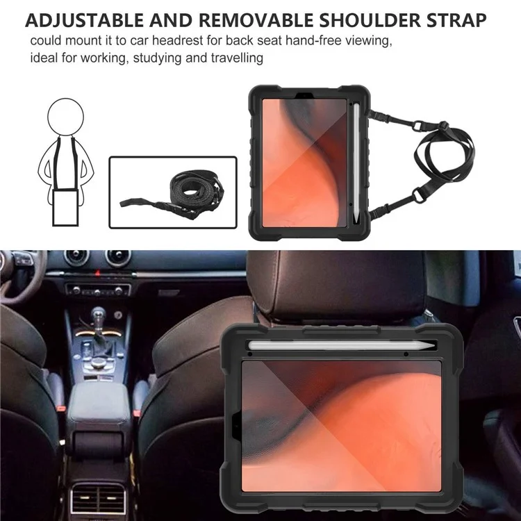 360-degree Rotating Kickstand Anti-Scratch Anti-Drop PC + Silicone Tablet Case with Shoulder Strap for iPad mini (2024) / mini (2021) - All Back