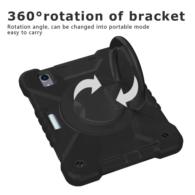 360-degree Rotating Kickstand Anti-Scratch Anti-Drop PC + Silicone Tablet Case with Shoulder Strap for iPad mini (2024) / mini (2021) - All Back