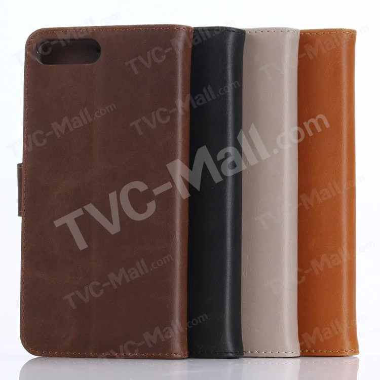 Retro Leather Wallet Stand Case for iPhone 7 Plus - Black