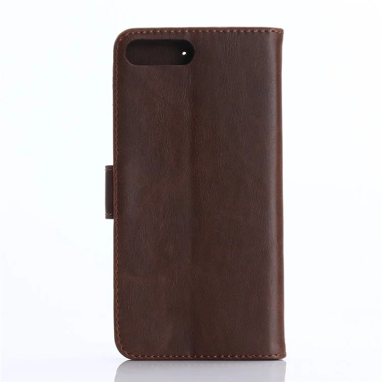 Pour IPhone 7 Plus 5,5 Pouces Crazy Horse Texture Retro Cuir Portefeuille Porte-bas De Support Flip Point De Protection Magnétique - Café