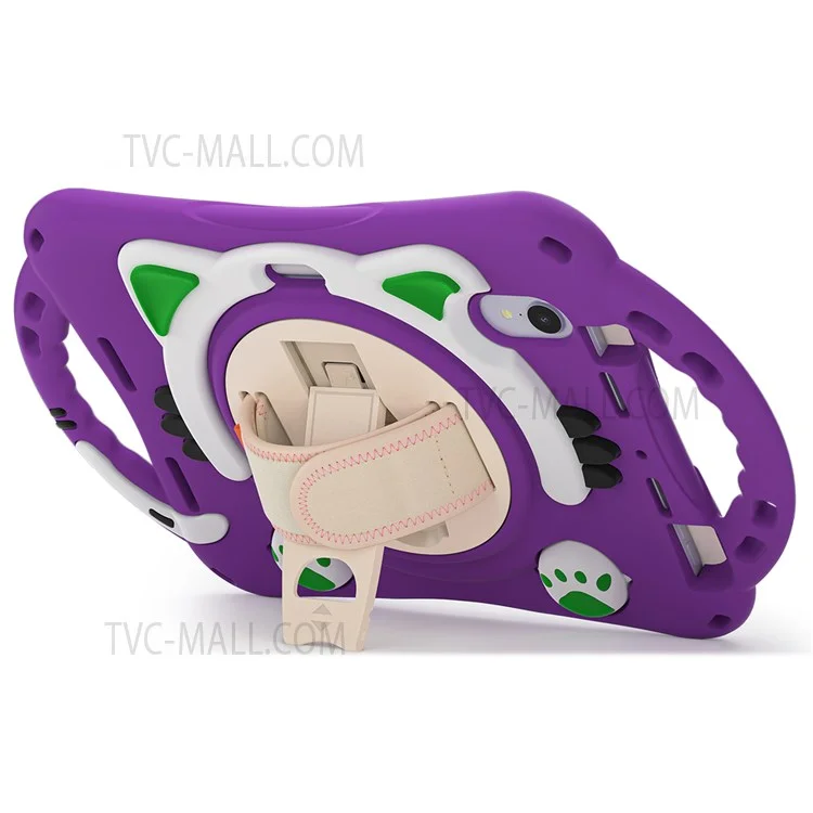 Hand Band Design Shockproof Silicone Hard PC Protective Case with Rotary Kickstand for iPad mini (2024) / mini (2021) - Purple / Green