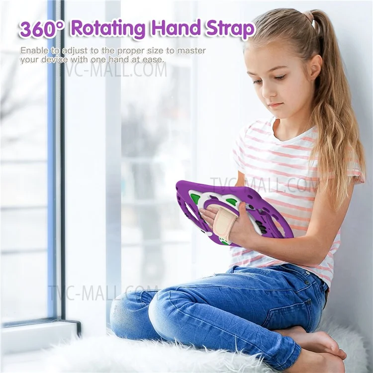 Hand Band Design Shockproof Silicone Hard PC Protective Case with Rotary Kickstand for iPad mini (2024) / mini (2021) - Purple / Green