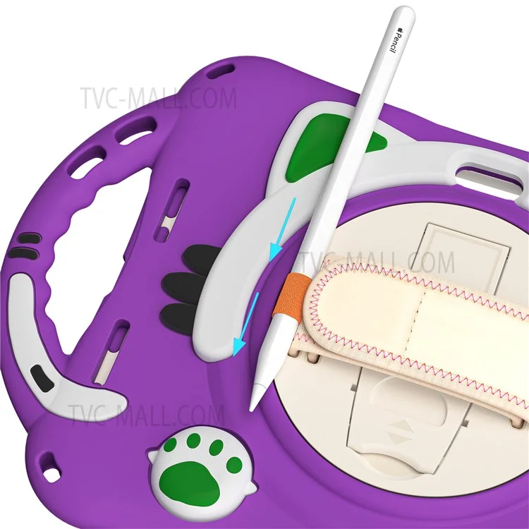 Hand Band Design Shockproof Silicone Hard PC Protective Case with Rotary Kickstand for iPad mini (2024) / mini (2021) - Purple / Green