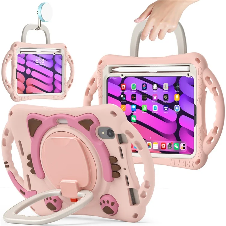 360-Degree Rotary Kickstand Hybrid Cover Anti-Drop and Anti-Impact Tablet Protective Case for iPad mini (2021) - Pink