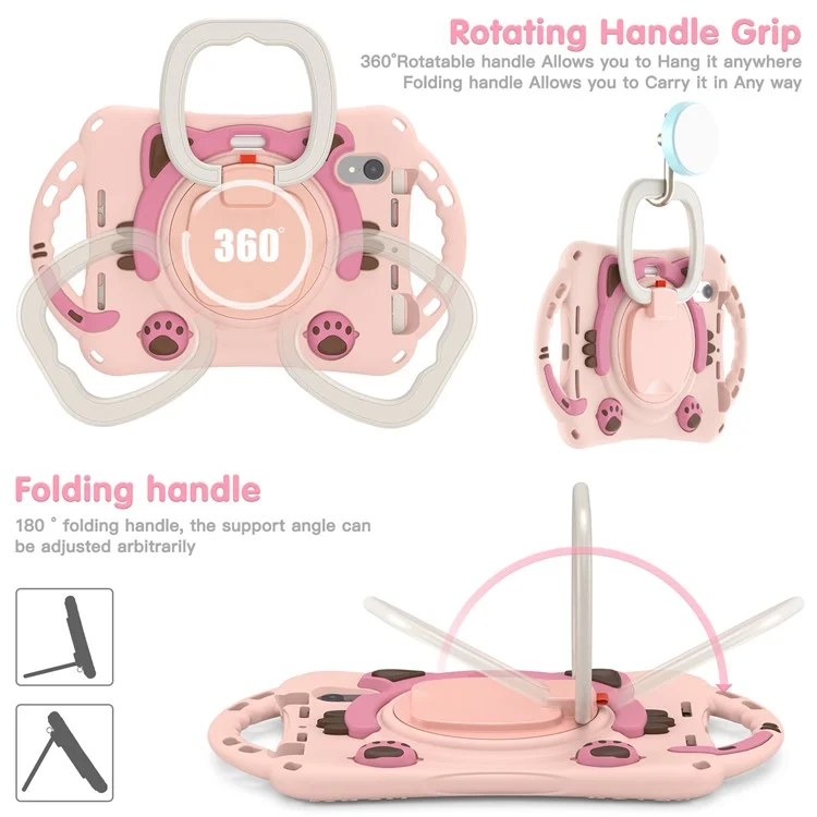 360-Degree Rotary Kickstand Hybrid Cover Anti-Drop and Anti-Impact Tablet Protective Case for iPad mini (2021) - Pink