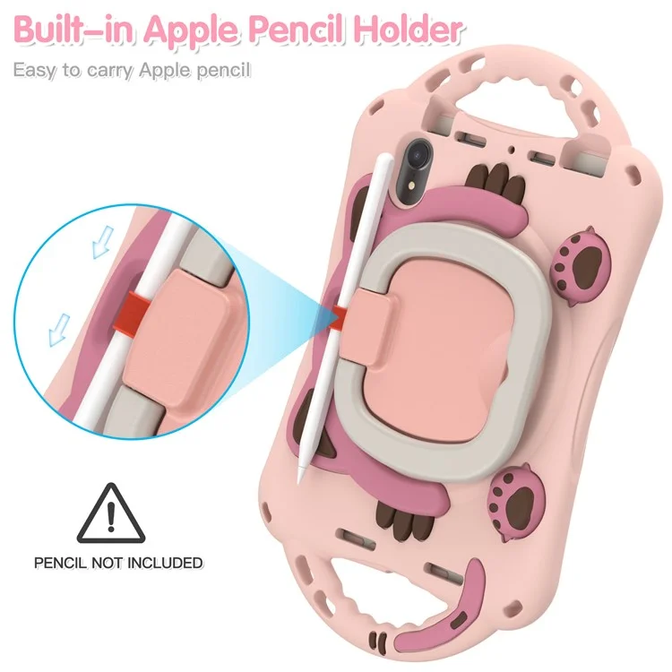 360-Degree Rotary Kickstand Hybrid Cover Anti-Drop and Anti-Impact Tablet Protective Case for iPad mini (2021) - Pink