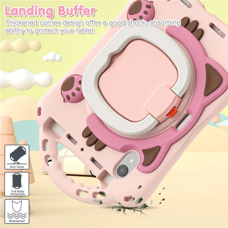 360-Degree Rotary Kickstand Hybrid Cover Anti-Drop and Anti-Impact Tablet Protective Case for iPad mini (2021) - Pink