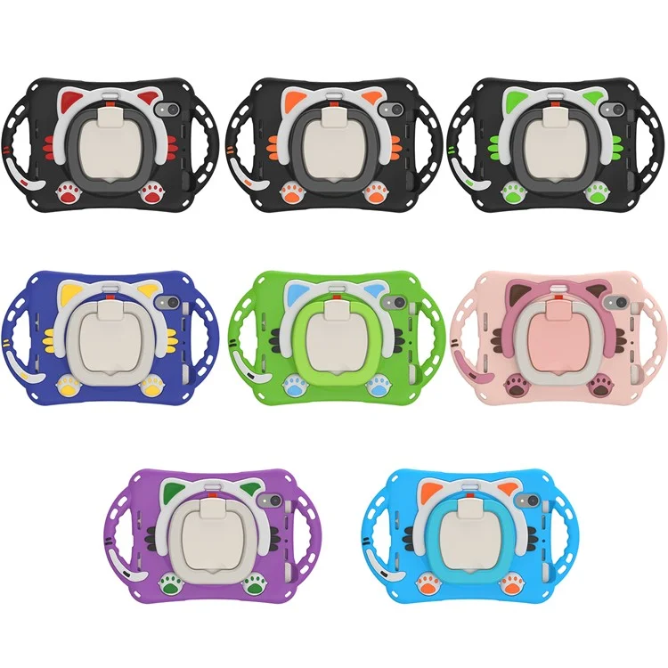 360-Degree Rotary Kickstand Hybrid Cover Anti-Drop and Anti-Impact Tablet Protective Case for iPad mini (2021) - Pink