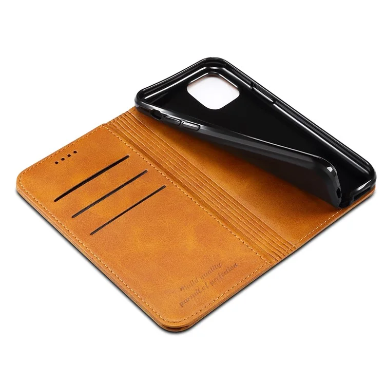 Suteni Protezione Integrale Protezione Con Texture Texture Surface Magnetic Automatic Custodia Per Chiusura Automatica Con Supporto Per IPhone 11 Pro 5,8 Pollici - Cachi