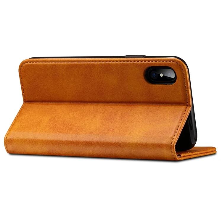 Suteni Folio Flip Texture Surface Magnetic Automatic Automatic Custodia Per Chiusura Automatica Con Supporto Con Supporto Per IPhone X / XS Da 5,8 Pollici - Cachi