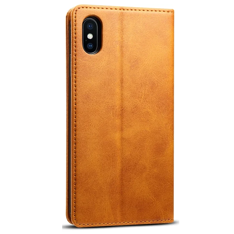 SUTENI Textured Surface Folio Flip Protective Case Wallet Magnetic Automatic Closing Leather Cover with Stand for iPhone XS Max 6.5 inch - Khaki