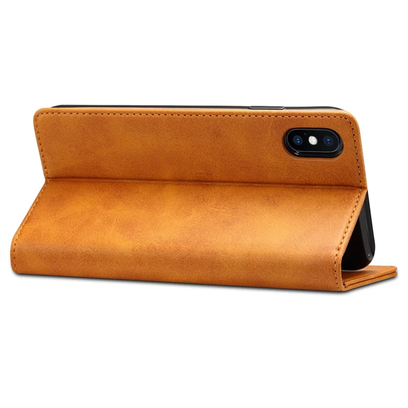 SUTENI Textured Surface Folio Flip Protective Case Wallet Magnetic Automatic Closing Leather Cover with Stand for iPhone XS Max 6.5 inch - Khaki