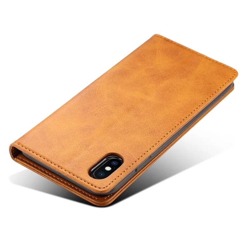 SUTENI Textured Surface Folio Flip Protective Case Wallet Magnetic Automatic Closing Leather Cover with Stand for iPhone XS Max 6.5 inch - Khaki