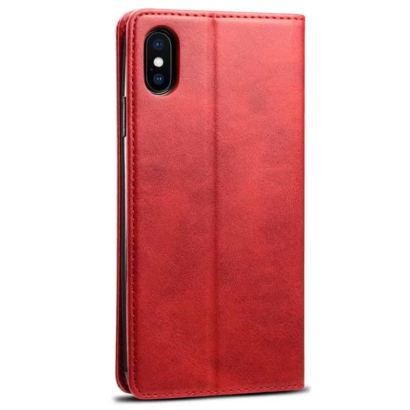 SUTENI Textured Surface Folio Flip Protective Case Wallet Magnetic Automatic Closing Leather Cover with Stand for iPhone XS Max 6.5 inch - Red