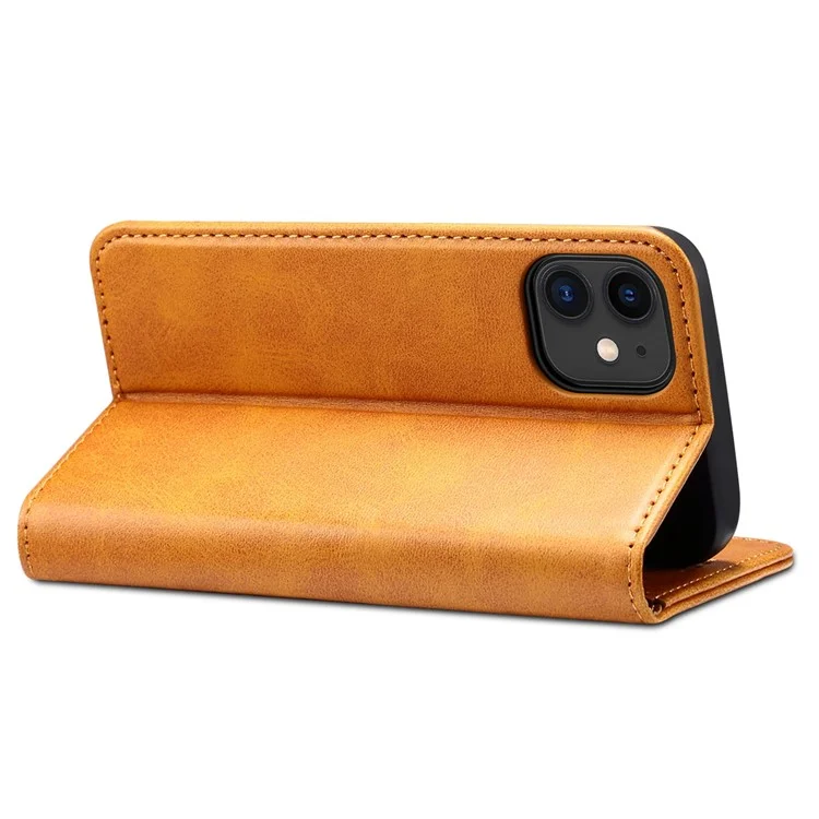 SUTENI Capa de Proteção Geral com Superfície Texturizada Fechamento Automático Magnético Capa de Couro com Suporte e Carteira para iPhone 12 mini 5.4 polegadas - Cáqui
