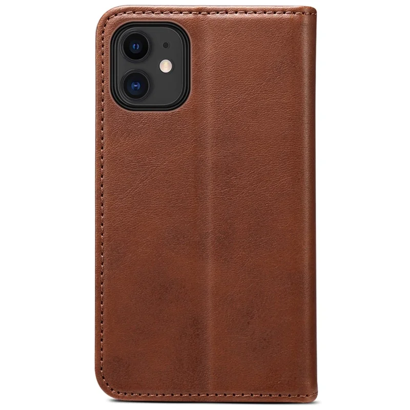 SUTENI Textured Surface All-round Protection Case Magnetic Automatic Closing Leather Case with Stand and Wallet for iPhone 12 mini 5.4 inch - Brown