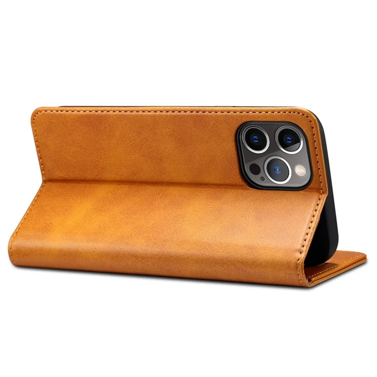 SUTENI Textured Surface Magnetic Automatic Closing Wallet Stand Design Leather Case per iPhone 12/12 Pro 6.1 pollici - Kaki