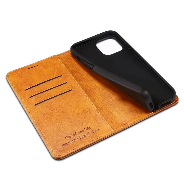 SUTENI Textured Surface Magnetic Automatic Closing Wallet Stand Design Leather Case per iPhone 12/12 Pro 6.1 pollici - Kaki