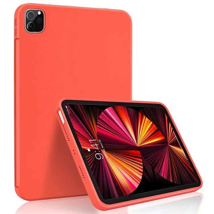 Capa Protetora de Silicone Líquido Macio com Forro de Microfibra Resistente a Impactos para iPad Pro 11 (2022) / (2021) / (2020) / (2018) - Vermelha