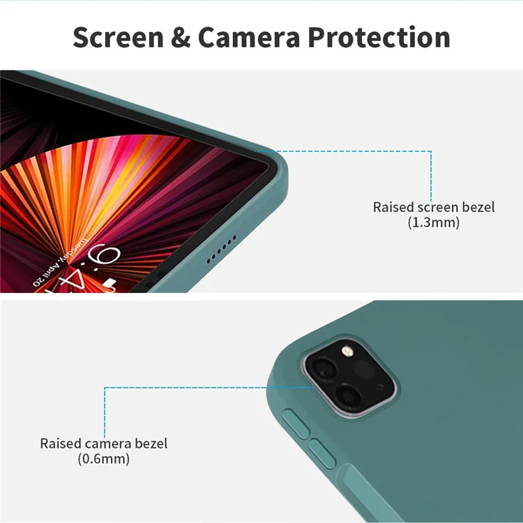 Capa Protetora de Silicone Líquido Macio com Forro de Microfibra Resistente a Impactos para iPad Pro 11 (2022) / (2021) / (2020) / (2018) - Vermelha