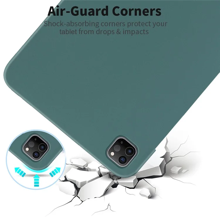 Capa Protetora de Silicone Líquido Macio com Forro de Microfibra Resistente a Impactos para iPad Pro 11 (2022) / (2021) / (2020) / (2018) - Vermelha