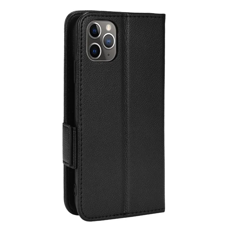 Wallet Design Magnetic Clasp Litchi Texture Inner TPU+PU Leather Stand Case Mobile Phone Cover for iPhone 11 Pro 5.8 inch - Black