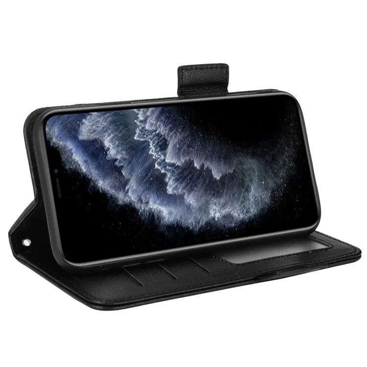 Wallet Design Magnetic Clasp Litchi Texture Inner TPU+PU Leather Stand Case Mobile Phone Cover for iPhone 11 Pro 5.8 inch - Black