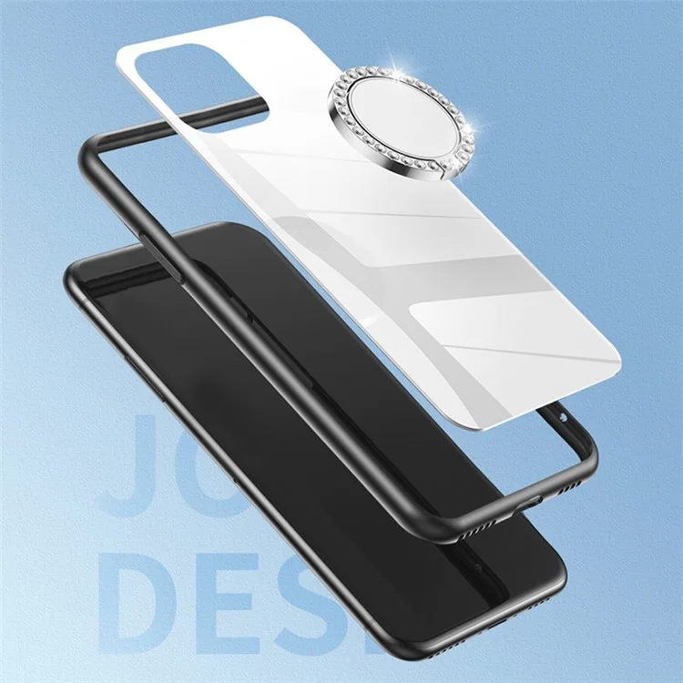 Material De Metal Incorporado Espejo De Espejo Anillo De Rotación De La Superficie De Diseño TPU + PC Cubierta De Cubierta Híbrida Para IPhone 13 Pro 6.1 Pulgadas - Oro