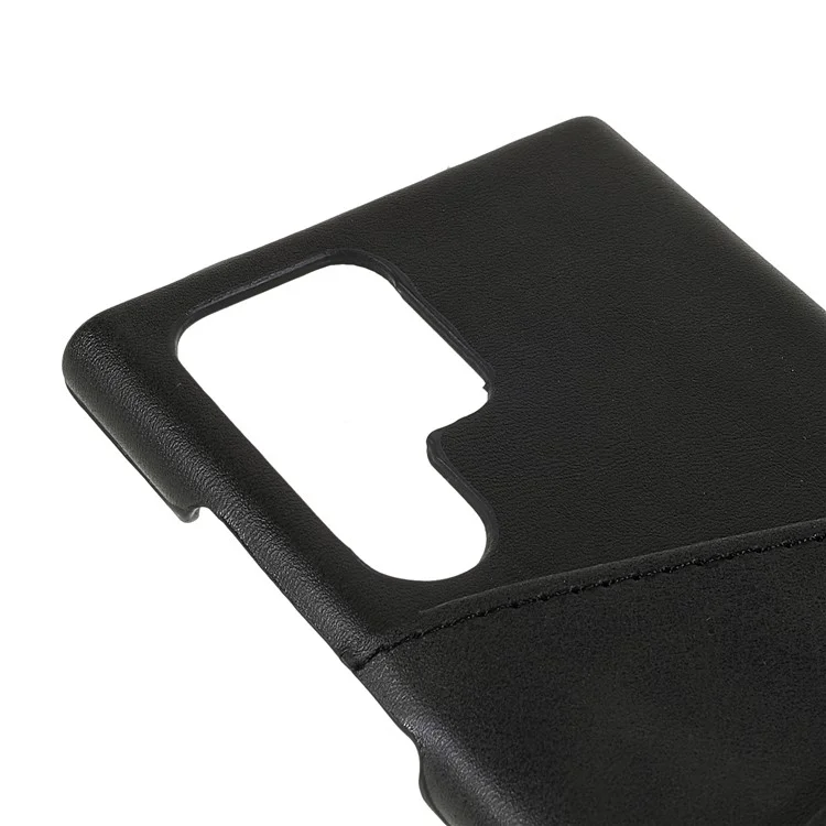 Leichtes staubdichtes mobiles Telefon-Cover aus PU-Leder + PC-Rückseite mit 2 Kartenfächern für Samsung Galaxy S22 Ultra 5G - Schwarz
