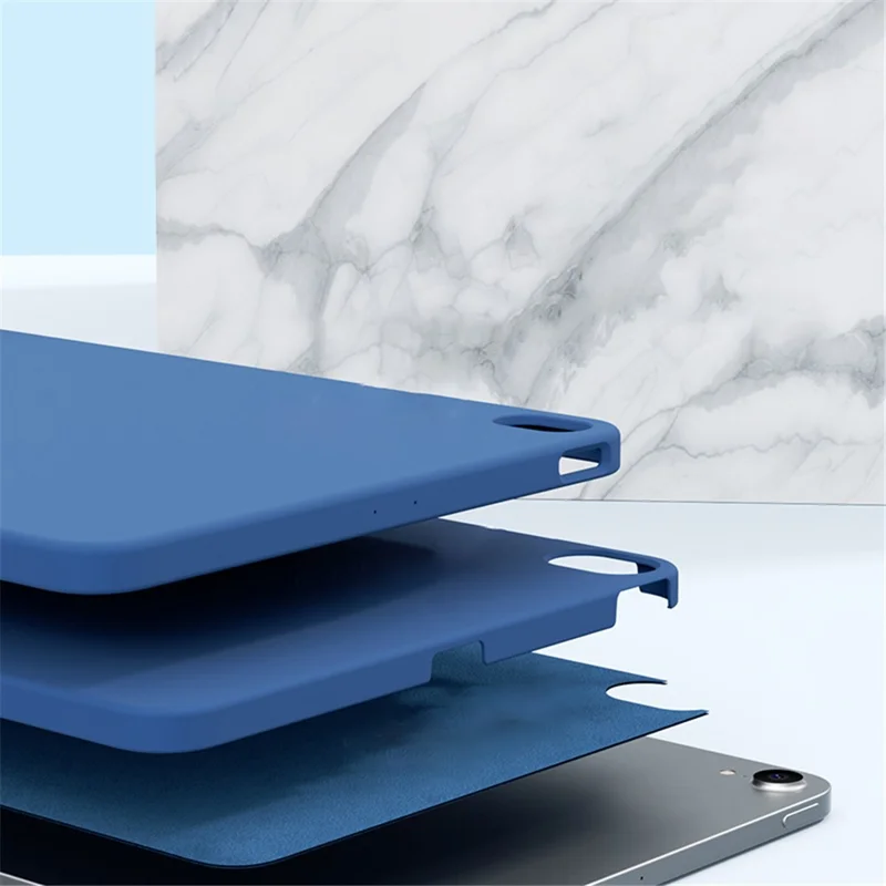 MUTURAL Drop-resistant Liquid Silicone+PC Microfiber Lining Protective Tablet Case Cover for iPad Air (2020)/Air (2022) - Black