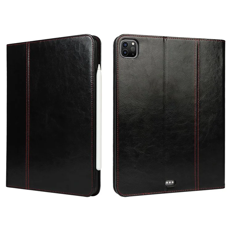 Crazy Horse Texture Wake / Sleep Function Función De Tableta Anti-otoño De Cuero Genuino Con Soporte Para Apple IPad Pro 11-Inch (2021) - Negro