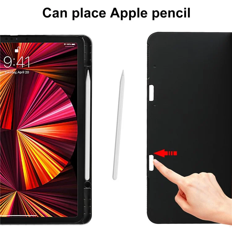 Crazy Horse Texture Wake / Sleep Function Función De Tableta Anti-otoño De Cuero Genuino Con Soporte Para Apple IPad Pro 11-Inch (2021) - Negro