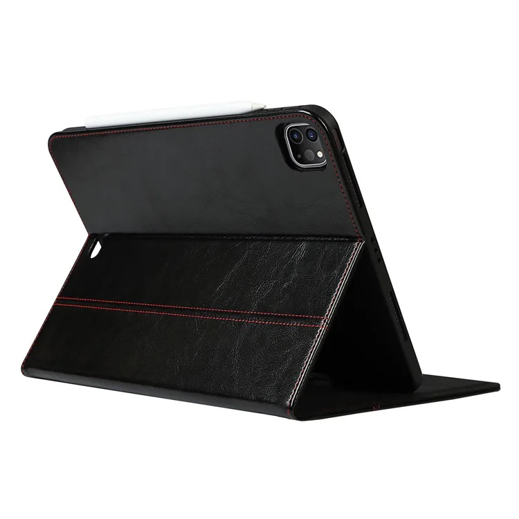 Crazy Horse Texture Wake / Sleep Function Función De Tableta Anti-otoño De Cuero Genuino Con Soporte Para Apple IPad Pro 11-Inch (2021) - Negro